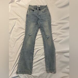 OAT faded high rise boot leg flare jeans light wash